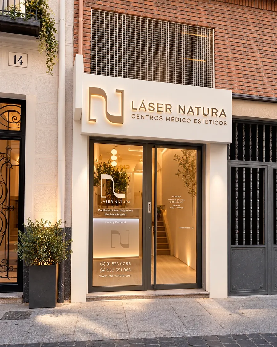 Fachada de la clínica Láser Natura en el barrio de Chueca, Madrid